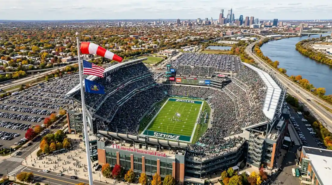 NFL stadium orientation analysis showing wind patterns at open-air venues